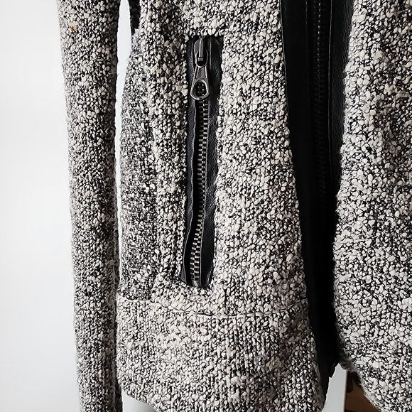 Rag & Bone tweed boucle leather trim moto jacket size M - Picture 7 of 13